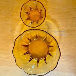 Pair of vintage amber glass bowls